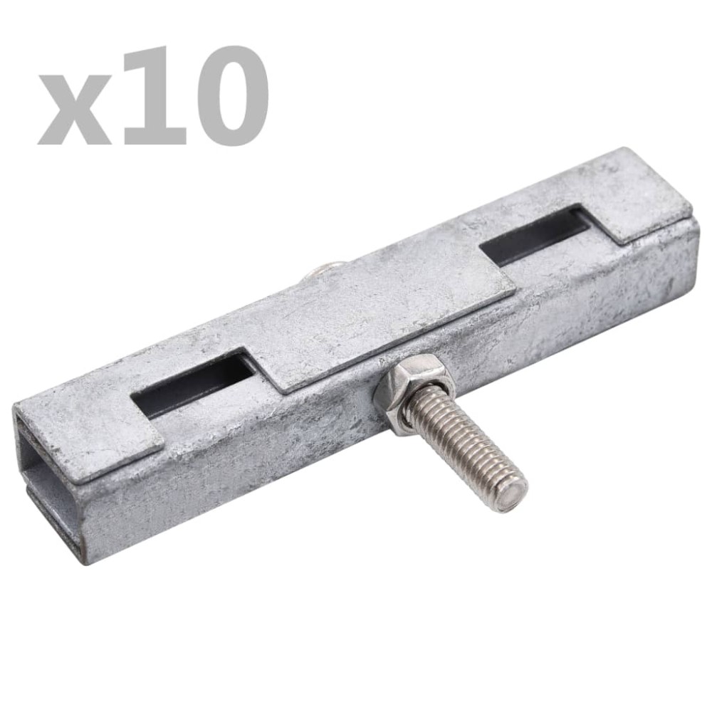 vidaXL Conector în formă de U grilaj grădină, 10 seturi, argintiu