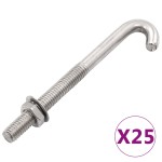 vidaXL Șurub de fixare tip J cu piuliță și șaibă, M8x120 mm, 25 seturi vidaXL Șurub de fixare tip J cu piuliță și șaibă, M8x120 mm, 25 seturi