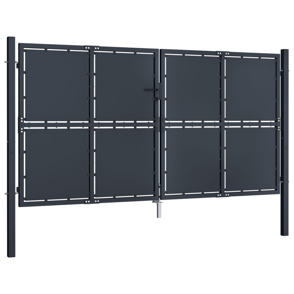 vidaXL Poartă de grădină, antracit, 300 x 125 cm, oțel