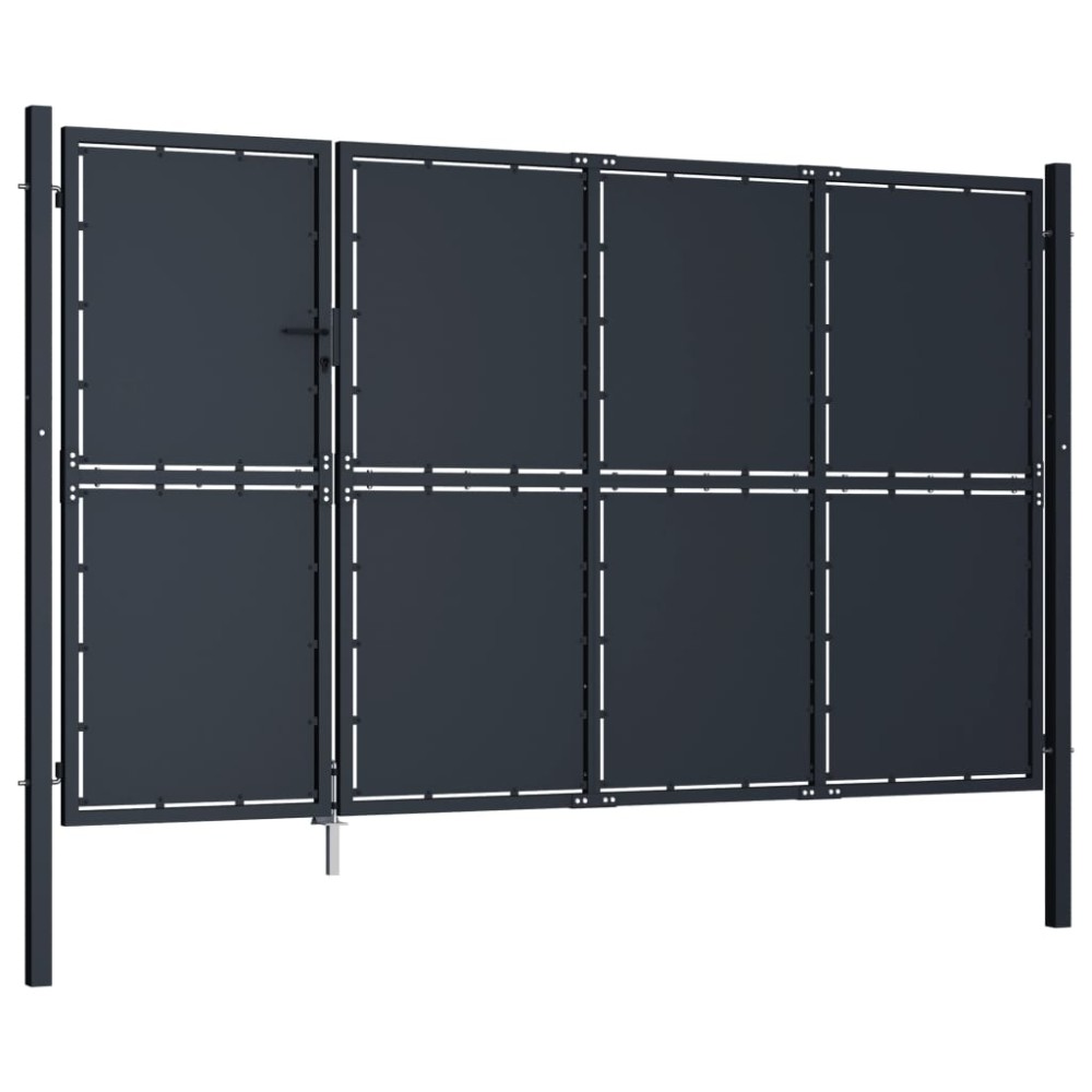 vidaXL Poartă de grădină, antracit, 350 x 175 cm, oțel