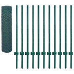 vidaXL Gard din plasă de sârmă cu stâlpi, verde, 25 x 0,5 m, oțel vidaXL Gard din plasă de sârmă cu stâlpi, verde, 25 x 0,5 m, oțel