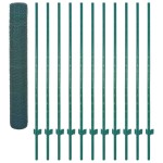 vidaXL Gard din plasă de sârmă cu stâlpi, verde, 25 x 2 m, oțel vidaXL Gard din plasă de sârmă cu stâlpi, verde, 25 x 2 m, oțel