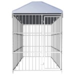 vidaXL Padoc pentru câini de exterior, cu acoperiș, 450x150x200 cm vidaXL Padoc pentru câini de exterior, cu acoperiș, 450x150x200 cm