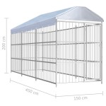 vidaXL Padoc pentru câini de exterior, cu acoperiș, 450x150x200 cm vidaXL Padoc pentru câini de exterior, cu acoperiș, 450x150x200 cm