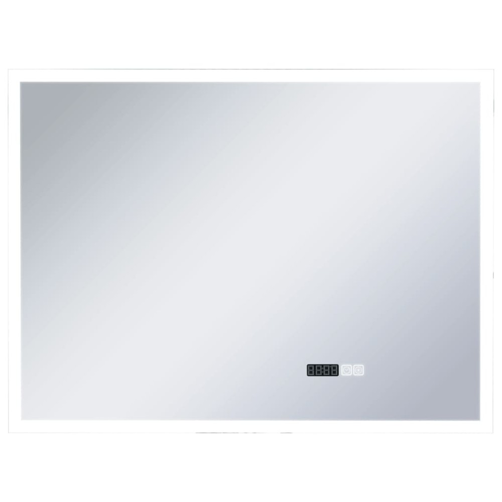 vidaXL Oglindă cu LED de baie cu senzor tactil și afișaj oră, 80x60 cm