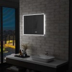 vidaXL Oglindă cu LED de baie cu senzor tactil și afișaj oră, 80x60 cm vidaXL Oglindă cu LED de baie cu senzor tactil și afișaj oră, 80x60 cm