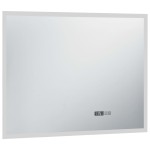 vidaXL Oglindă cu LED de baie cu senzor tactil și afișaj oră, 80x60 cm vidaXL Oglindă cu LED de baie cu senzor tactil și afișaj oră, 80x60 cm