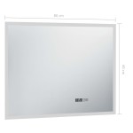 vidaXL Oglindă cu LED de baie cu senzor tactil și afișaj oră, 80x60 cm vidaXL Oglindă cu LED de baie cu senzor tactil și afișaj oră, 80x60 cm