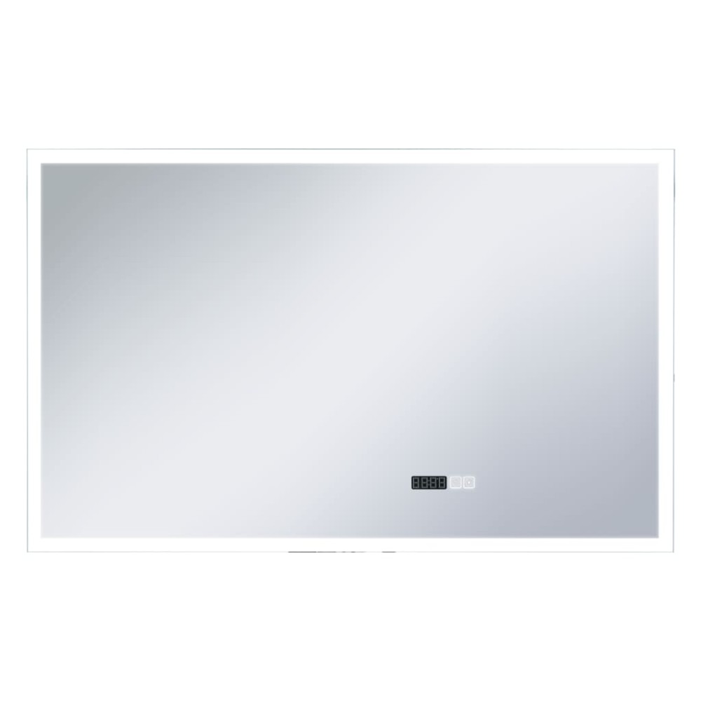 vidaXL Oglindă cu LED de baie cu senzor tactil și afișaj oră 100x60 cm