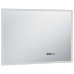 vidaXL Oglindă cu LED de baie cu senzor tactil și afișaj oră 100x60 cm