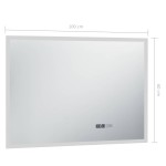 vidaXL Oglindă cu LED de baie cu senzor tactil și afișaj oră 100x60 cm