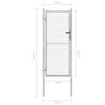 vidaXL Poartă de grădină, argintiu, 105 x 250 cm, oțel galvanizat