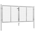 vidaXL Poartă de grădină, argintiu, 306 x 150 cm, oțel galvanizat vidaXL Poartă de grădină, argintiu, 306 x 150 cm, oțel galvanizat