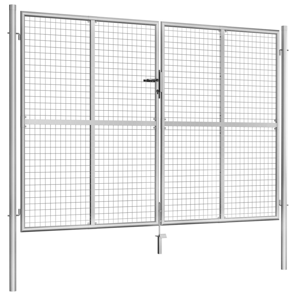 vidaXL Poartă de grădină, argintiu, 306 x 225 cm, oțel galvanizat
