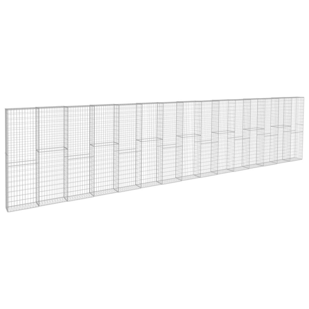 vidaXL Perete gabion cu capace, 900 x 50 x 200 cm, oțel galvanizat