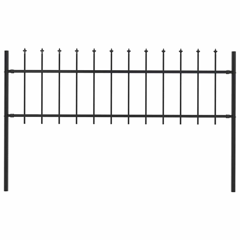 vidaXL Gard de grădină cu vârf ascuțit, negru, 1,8 m, oțel