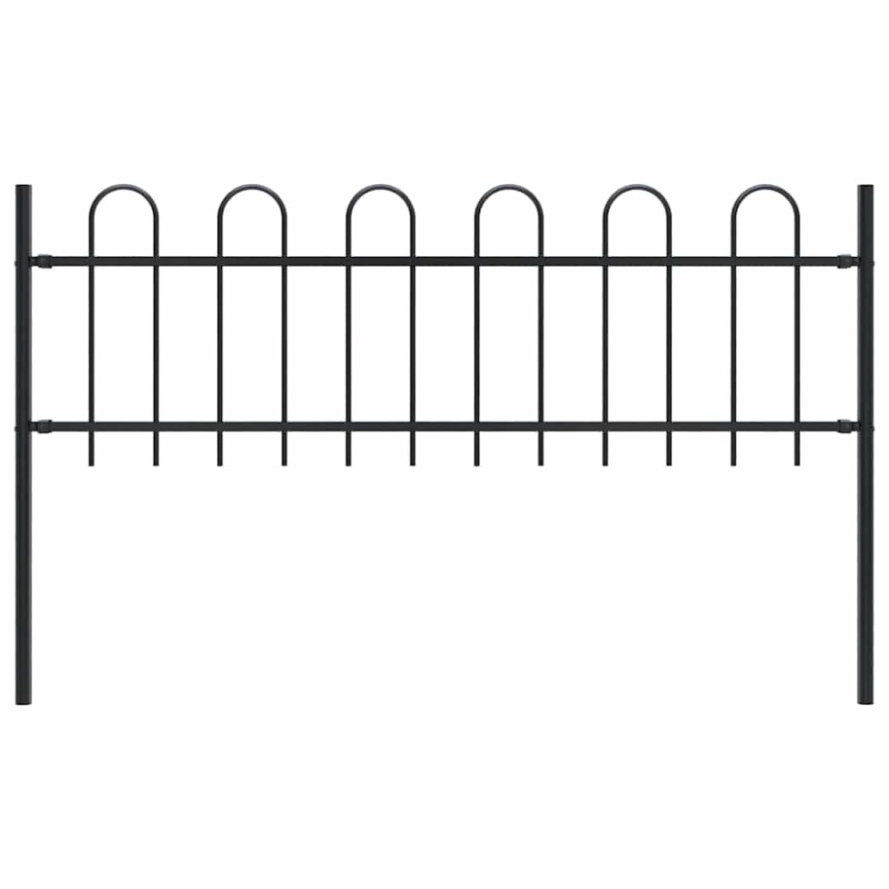 vidaXL Gard de grădină cu vârf curbat, negru, 1,8 m, oțel
