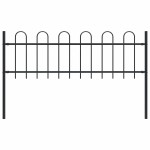 vidaXL Gard de grădină cu vârf curbat, negru, 1,8 m, oțel