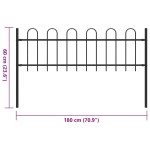 vidaXL Gard de grădină cu vârf curbat, negru, 1,8 m, oțel