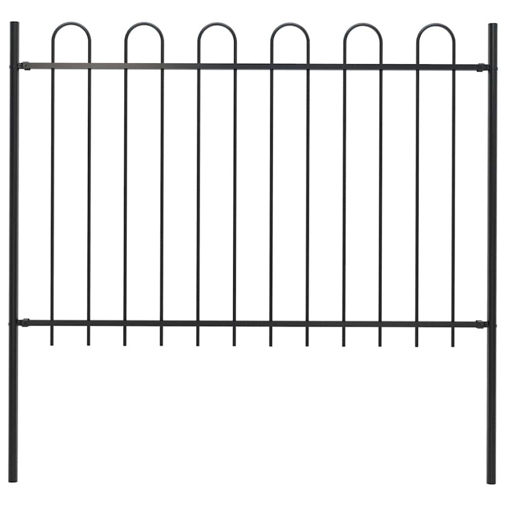 vidaXL Gard de grădină cu vârf circular din oțel, 181x120 cm, negru