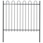 vidaXL Gard de grădină cu vârf circular, oțel, 181x150 cm, negru