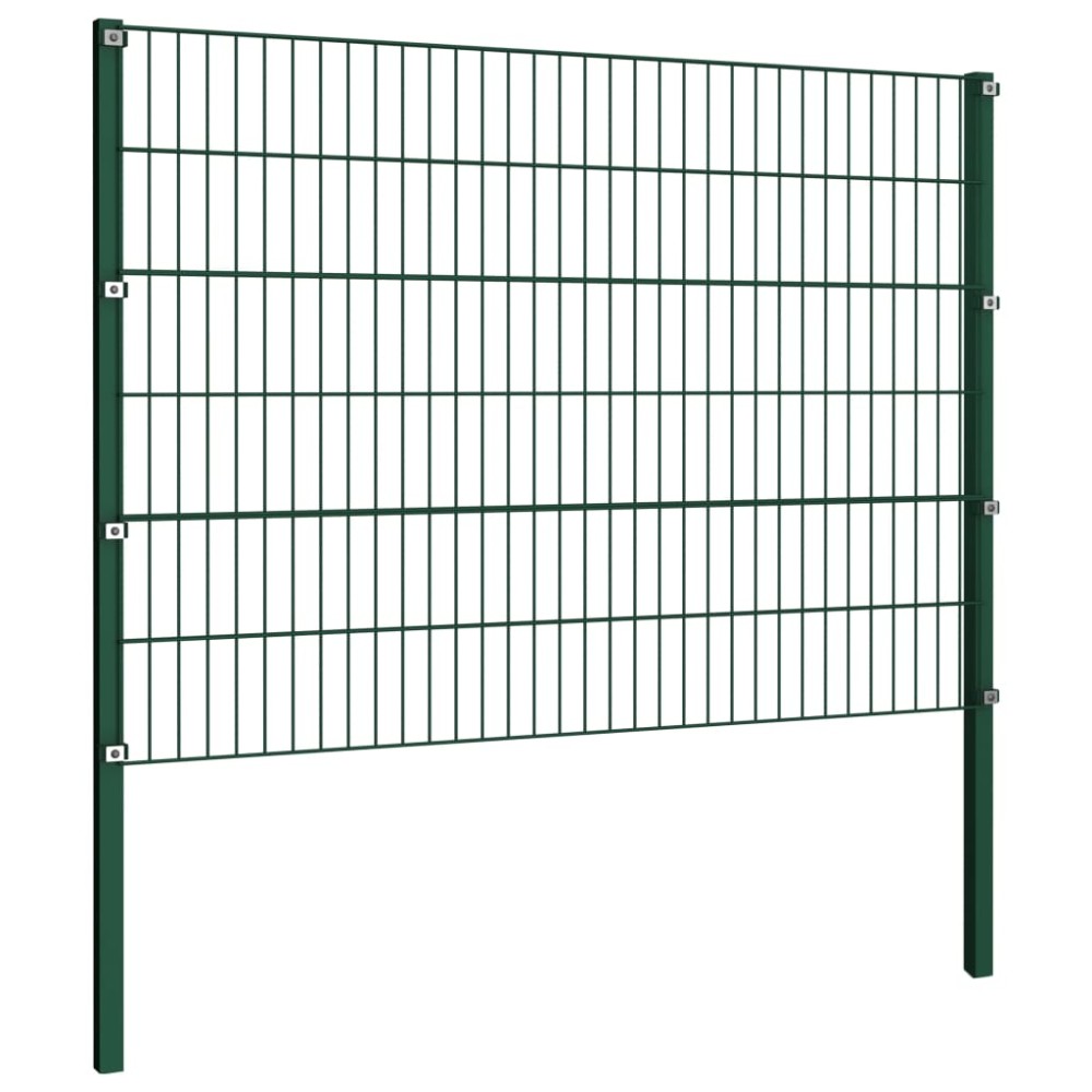 vidaXL Panou de gard cu stâlpi din fier, verde, 176,5x120 cm