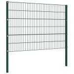vidaXL Panou de gard cu stâlpi din fier, verde, 176,5x120 cm vidaXL Panou de gard cu stâlpi din fier, verde, 176,5x120 cm