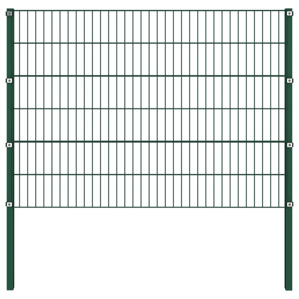 vidaXL Panou de gard cu stâlpi din fier, verde, 176,5x120 cm