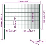 vidaXL Panou de gard cu stâlpi din fier, verde, 176,5x120 cm vidaXL Panou de gard cu stâlpi din fier, verde, 176,5x120 cm