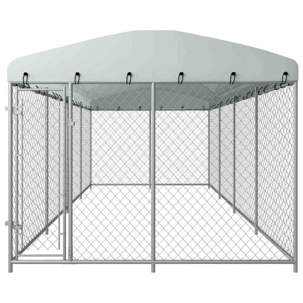 vidaXL Padoc pentru câini de exterior, cu acoperiș, 7,6 x 3,8 x 2,3 m