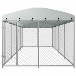 vidaXL Padoc pentru câini de exterior, cu acoperiș, 7,6 x 3,8 x 2,3 m