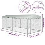 vidaXL Padoc pentru câini de exterior, cu acoperiș, 7,6 x 3,8 x 2,3 m