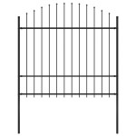 vidaXL Gard de grădină cu vârf tip suliță din oțel, 181x175 cm, negru vidaXL Gard de grădină cu vârf tip suliță din oțel, 181x175 cm, negru