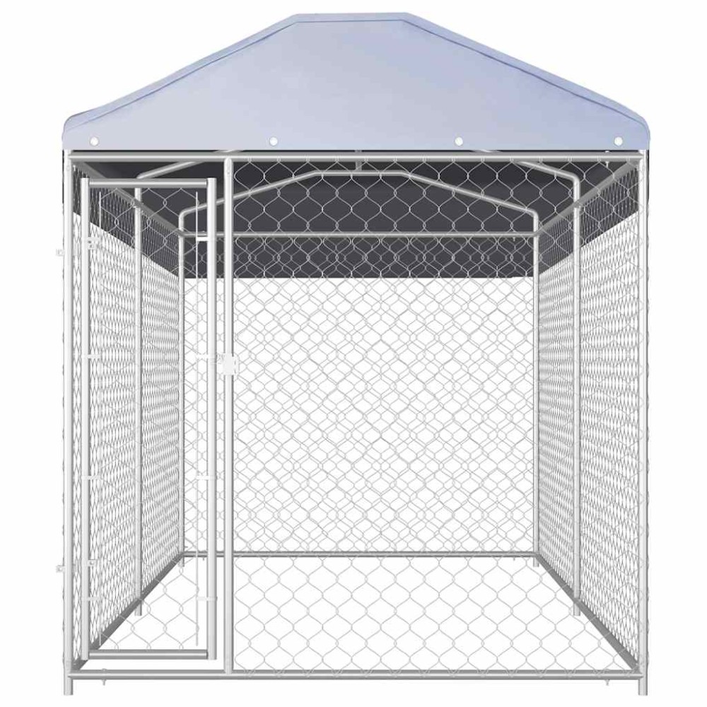 vidaXL Padoc de exterior cu prelată pentru câini, 382x192x225 cm