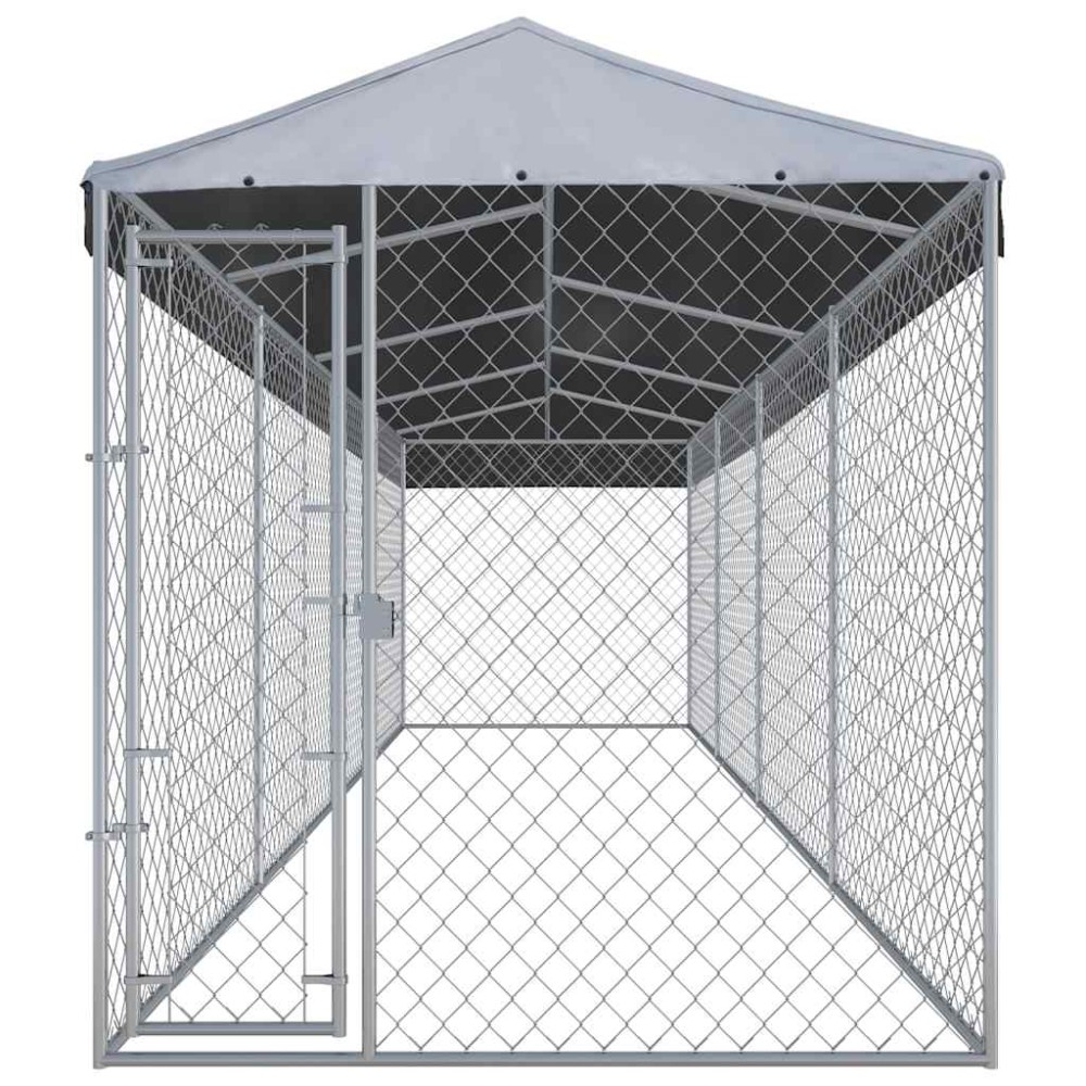 vidaXL Padoc pentru câini de exterior, cu acoperiș 760x190x225 cm