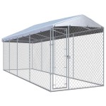 vidaXL Padoc pentru câini de exterior, cu acoperiș 760x190x225 cm vidaXL Padoc pentru câini de exterior, cu acoperiș 760x190x225 cm