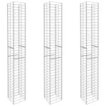 vidaXL Coșuri gabion, 3 buc., 25 x 25 x 197 cm, oțel galvanizat
