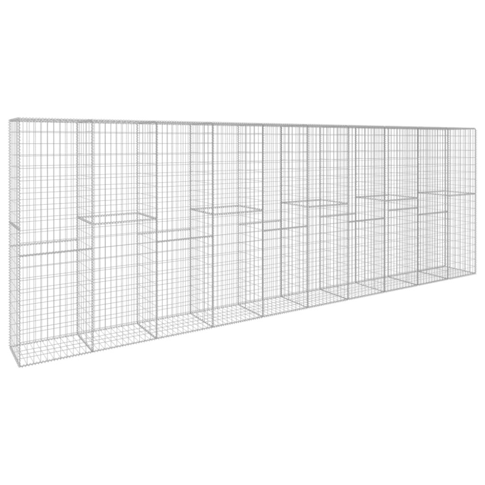 vidaXL Perete gabion cu capac, 600 x 50 x 200 cm, oțel galvanizat
