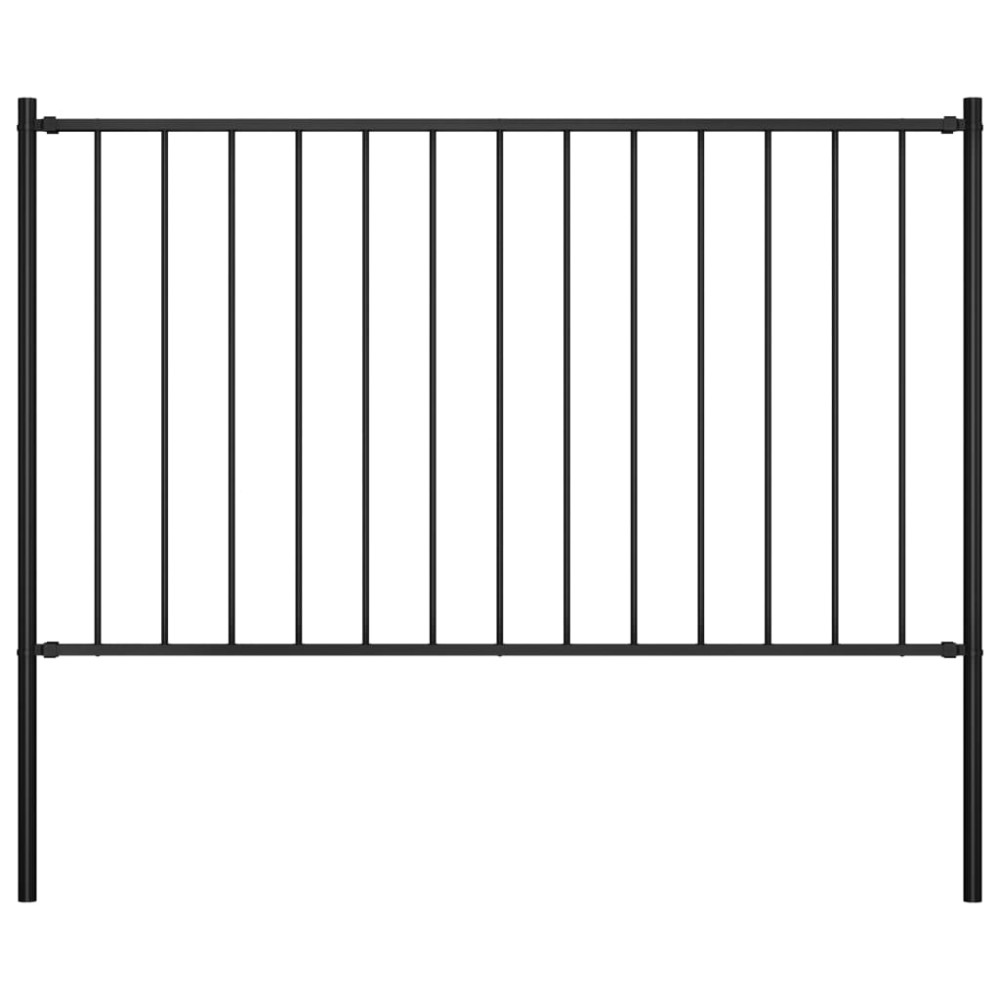 vidaXL Panou de gard cu stâlpi, negru, 1,7 x 1,25 m, oțel