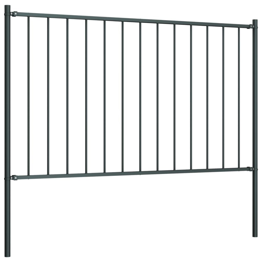 vidaXL Panou de gard cu stâlpi, oțel vopsit în câmp electrostatic, 1,81x1,25 m, antracit