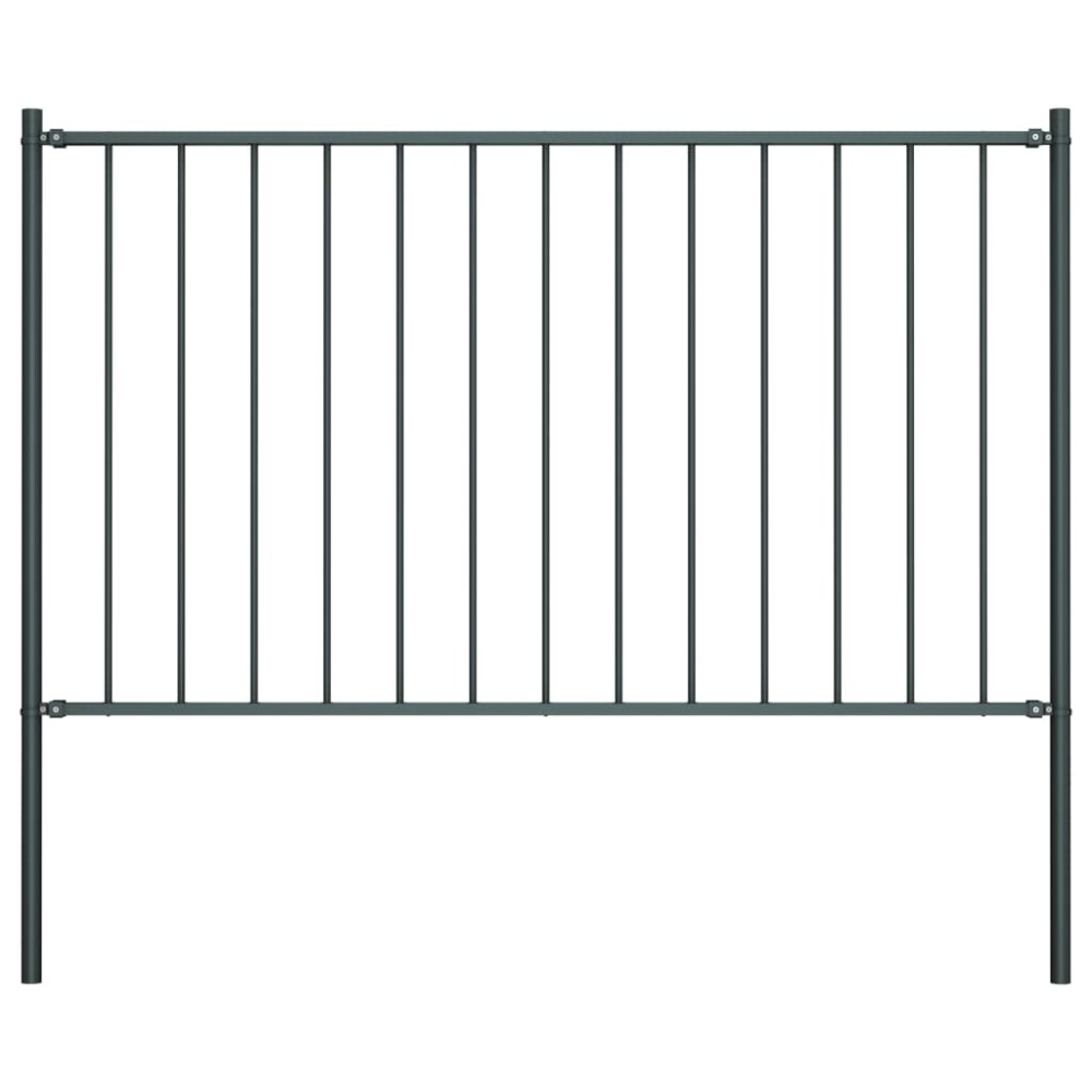 vidaXL Panou de gard cu stâlpi, oțel vopsit în câmp electrostatic, 1,81x1,25 m, antracit