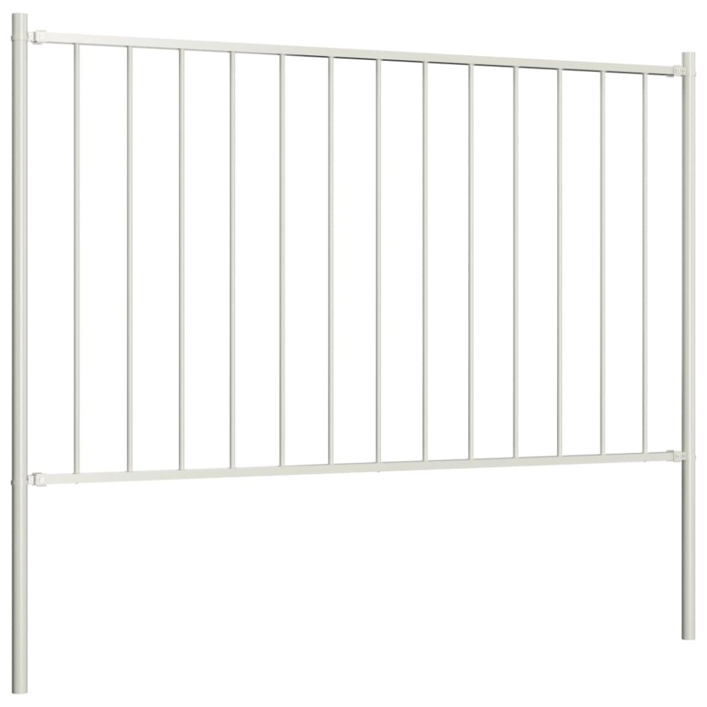 vidaXL Panou de gard cu stâlpi din oțel vopsit în câmp electrostatic, 1,81x1,25 m, alb