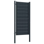 vidaXL Poartă de gard, antracit, 100x124 cm, PVC și oțel vidaXL Poartă de gard, antracit, 100x124 cm, PVC și oțel