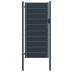 vidaXL Poartă de gard, antracit, 100x124 cm, PVC și oțel vidaXL Poartă de gard, antracit, 100x124 cm, PVC și oțel