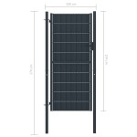 vidaXL Poartă de gard, antracit, 100x124 cm, PVC și oțel vidaXL Poartă de gard, antracit, 100x124 cm, PVC și oțel
