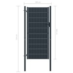 vidaXL Poartă de gard, antracit, 100x164 cm, PVC și oțel vidaXL Poartă de gard, antracit, 100x164 cm, PVC și oțel