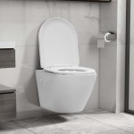 vidaXL Vas WC suspendat fără ramă, alb, ceramică vidaXL Vas WC suspendat fără ramă, alb, ceramică