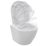 vidaXL Vas WC suspendat fără ramă, alb, ceramică vidaXL Vas WC suspendat fără ramă, alb, ceramică