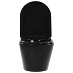 vidaXL Vas WC suspendat fără ramă, negru, ceramică vidaXL Vas WC suspendat fără ramă, negru, ceramică