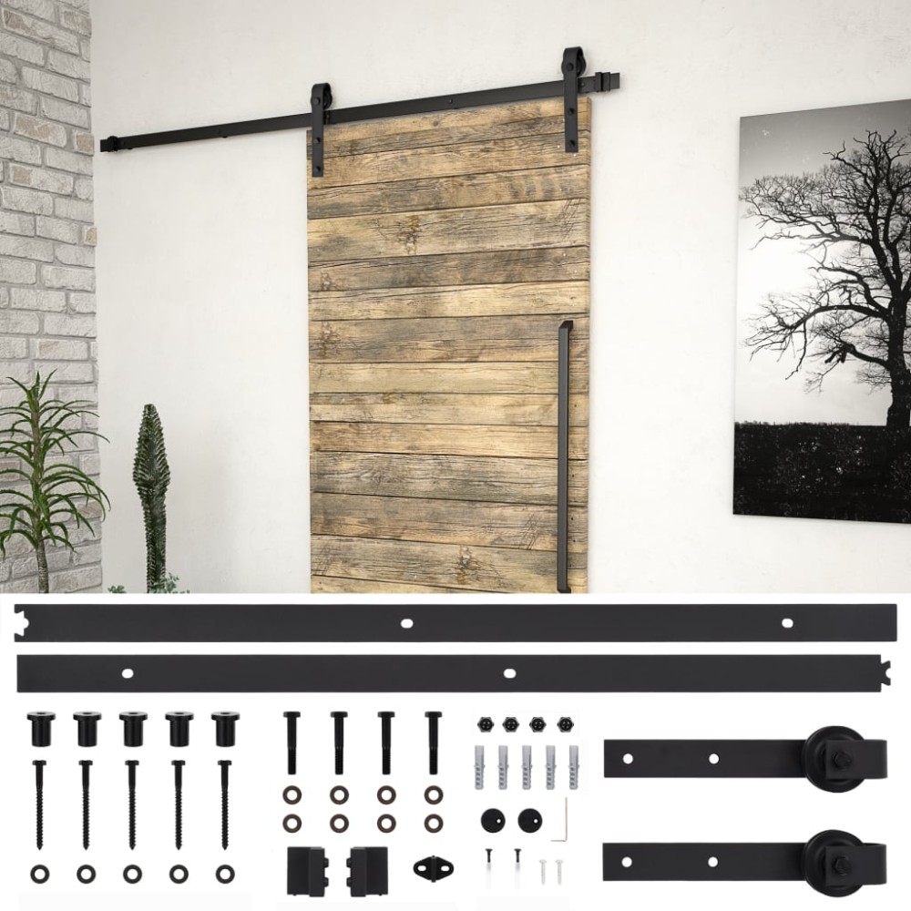 vidaXL Set feronerie pentru uși glisante SKIEN, negru, 183 cm, oțel